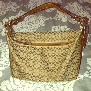 Brown fabric Coach mini bag